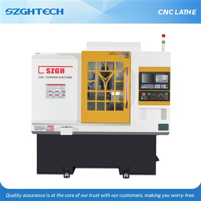 SZGH-46Y multi-axis compound machine can complete all complex parts processing in one process. It combines high horsepower, high rigidity structure, fast processing and other characteristics to provide you with high-efficiency processing capabilities, which can easily meet your cutting needs today and in the future. Equipped with a Y-axis integrated moving head, the side milling and end milling dual motor drive can perform compound processing functions such as turning, milling, and drilling on the same machine, and can also perform contour milling on the end face and cylindrical surface.
SZGH-46Y is suitable for batch production of copper, iron, aluminum and stainless steel bars within 45mm, and batch production of open-type forged parts with automatic feeding of pellets within 60mm.